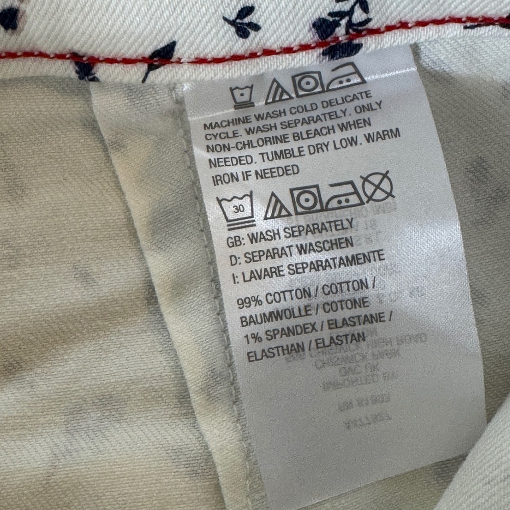 Peace Love World Floral Wide Leg Crop Pants Cotton Stretch Cream Navy Size 8 NEW - Picture 4 of 11